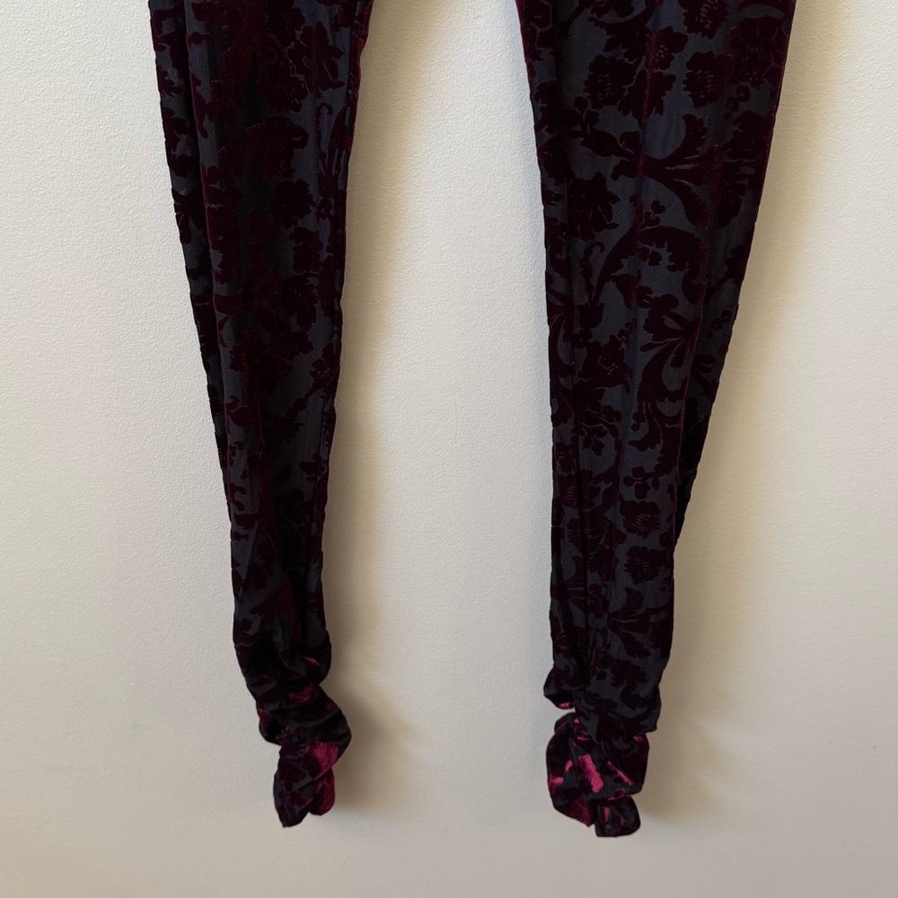 Intimately Free People (NWT) Magic hour burnout velvet red black mesh leggings 💜 - Picture 5 of 8
